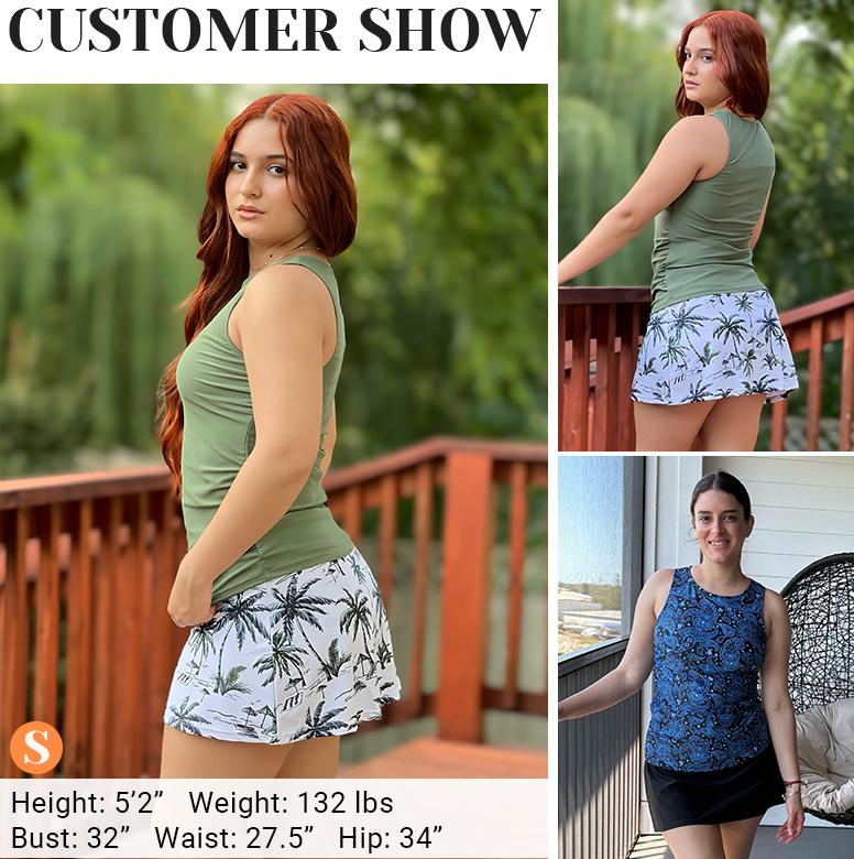 Daci Womens Tankini Swimsuits with Skirt - Two Piece Tummy Control Bathing Suits High Neck Swimwear