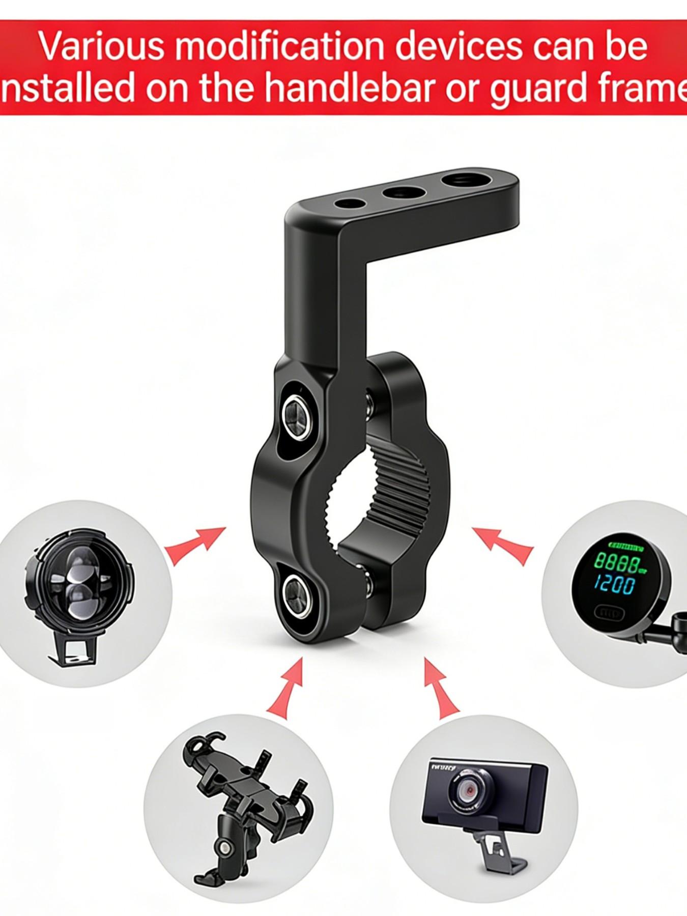Motorcycle Handlebar Extension Bracket, Durable Aluminum Alloy, Fits M6/m8/m10, Adds Spotlights, Navigation, Tire Pressure Gauge, Dash Cam