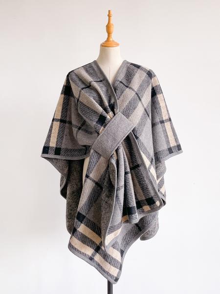 Women's Fashion Plaid, Soft Woven Fabric, Warm Fall & Winter Accessory, Stylish Print Fringe Wrap, Perfect Holiday Gift, Fringe Trim Shawl