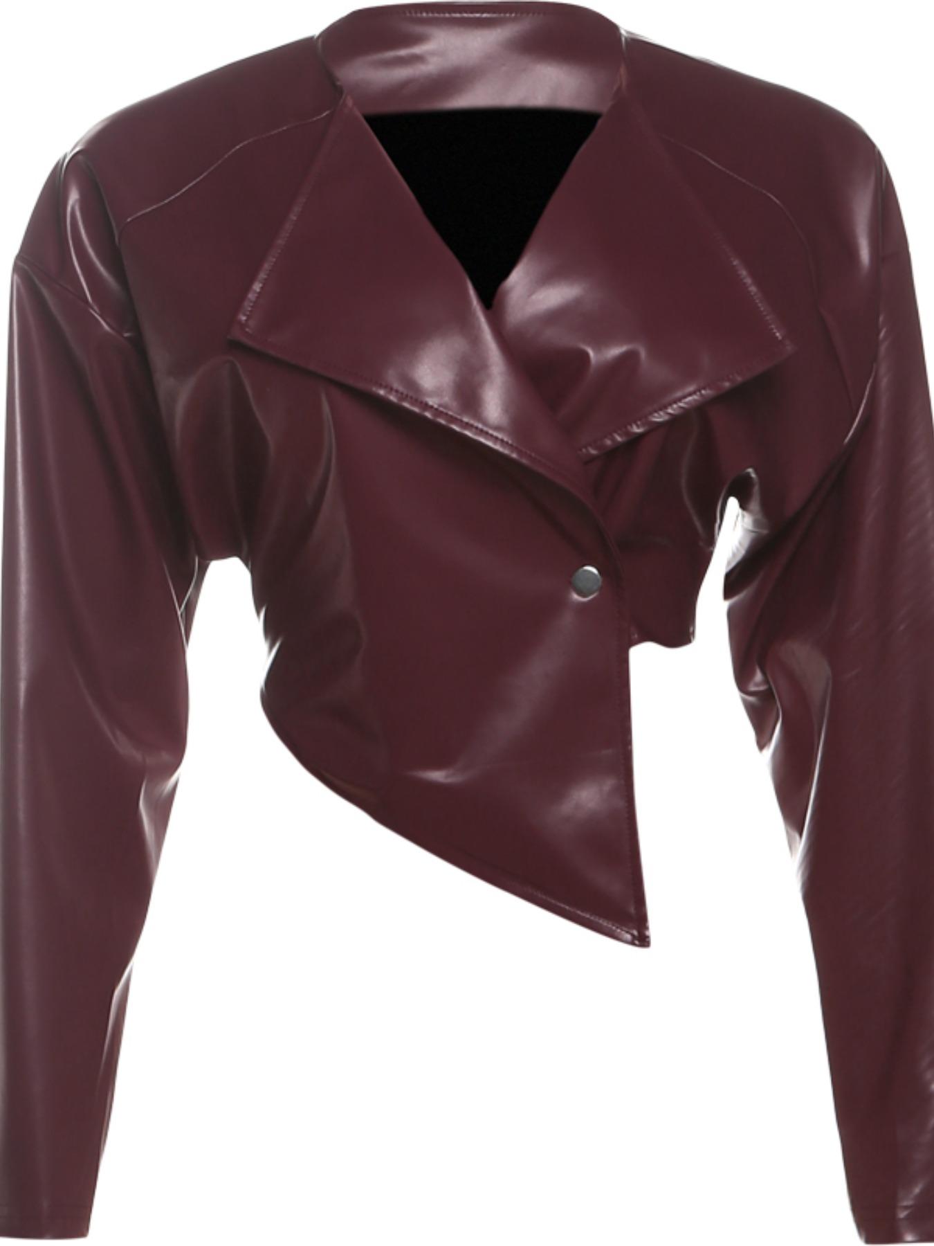 Women's Summer Fashion PU Leather Jacket, Casual Slim Fit Crop Top Coat, Stylish European Style Outerwear for Women, Casual Fashionable Outerwear