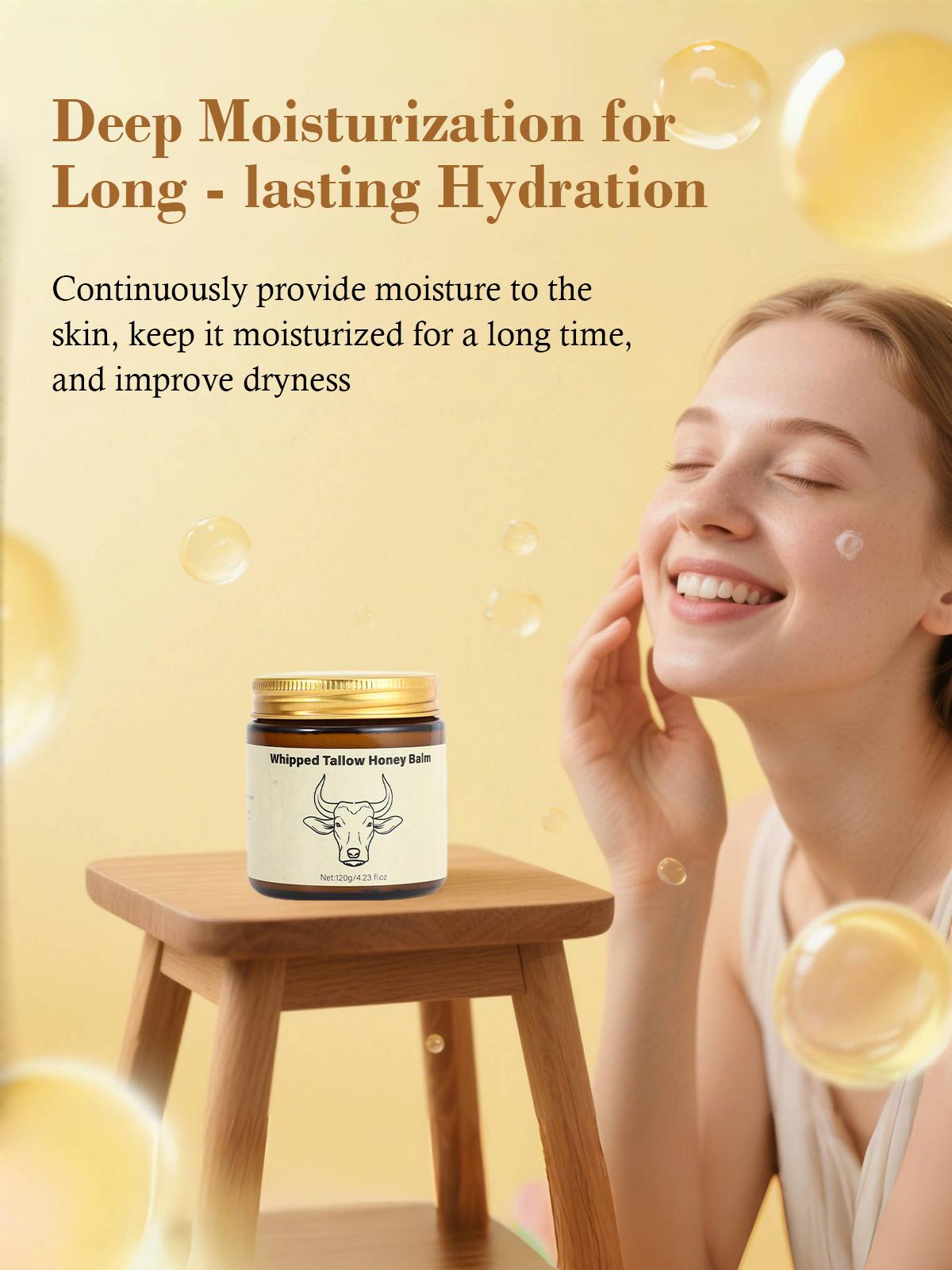 Lopeie Whipped Grass-Fed Beef Tallow Honey Balm - 4 Oz,Moisturizing Cream for Soft, Smooth Skin - Handmade All-Natural Moisturizer - Lavender