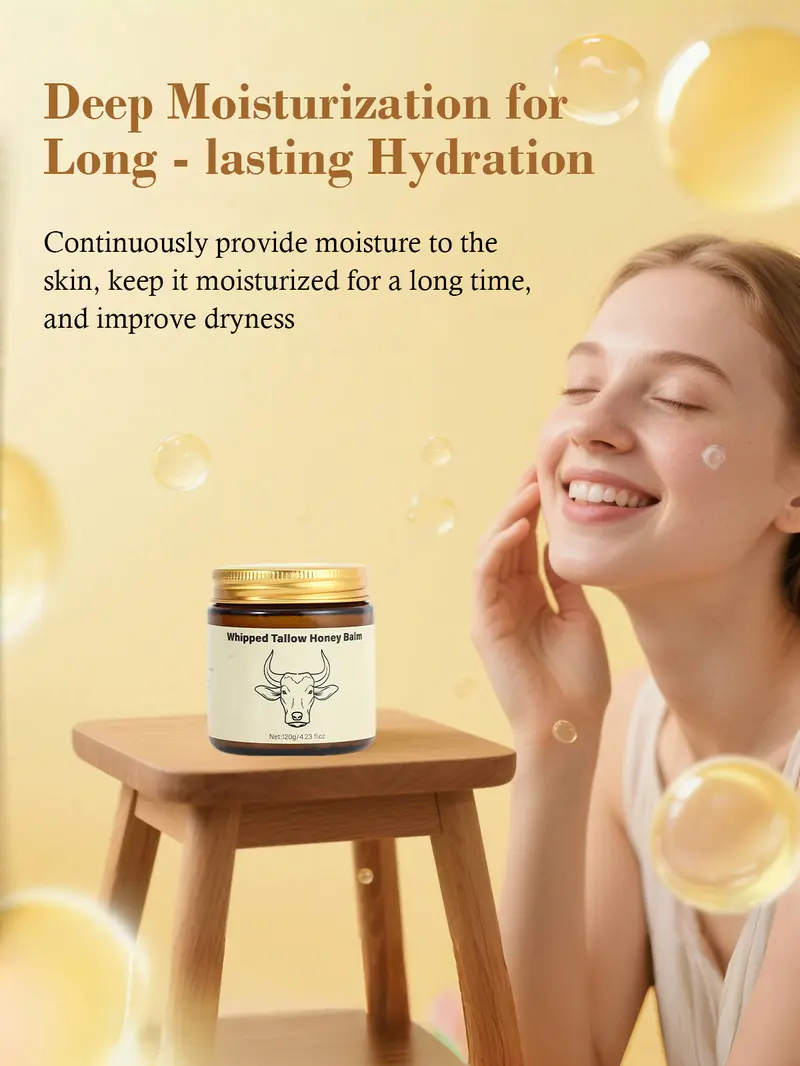 Product Introduction of Lopeie Whipped Grass-Fed Beef Tallow Honey Balm - 4 Oz,Moisturizing Cream for Soft, Smooth Skin - Handmade All-Natural Moisturizer - Lavender 1