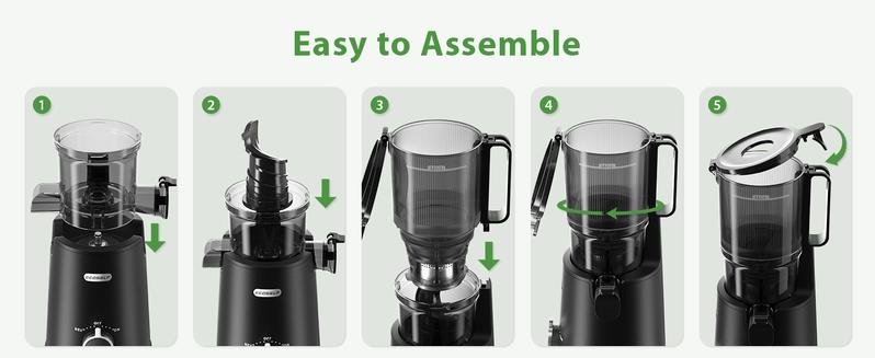 Cold Press Juicer, Whole Juicer, Juicer Machines with 4.35" Wide Mouth, Whole Fruit juicer, Juice Extractor for Vegetable and Fruit, High Juice Yield, Easy to Clean with Brush