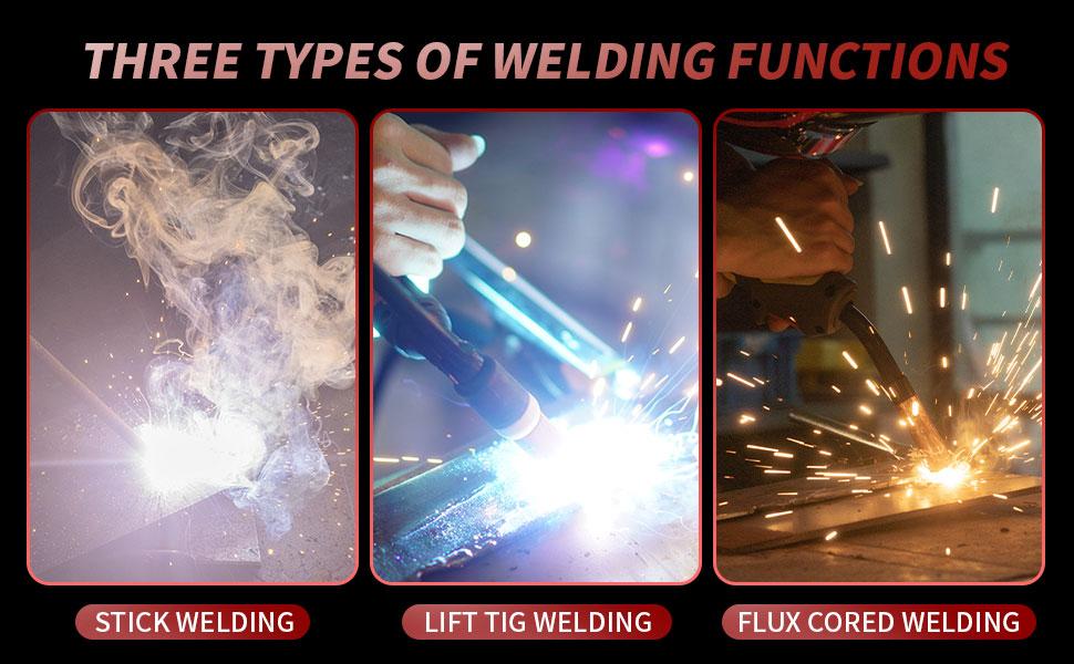 Puwu 135A 110V MIG Welder,Flux Core Welder with Flux MIG/Lift TIG/Stick 3-in-1 IGBT Inverter LED Digital Display Gasless Welder