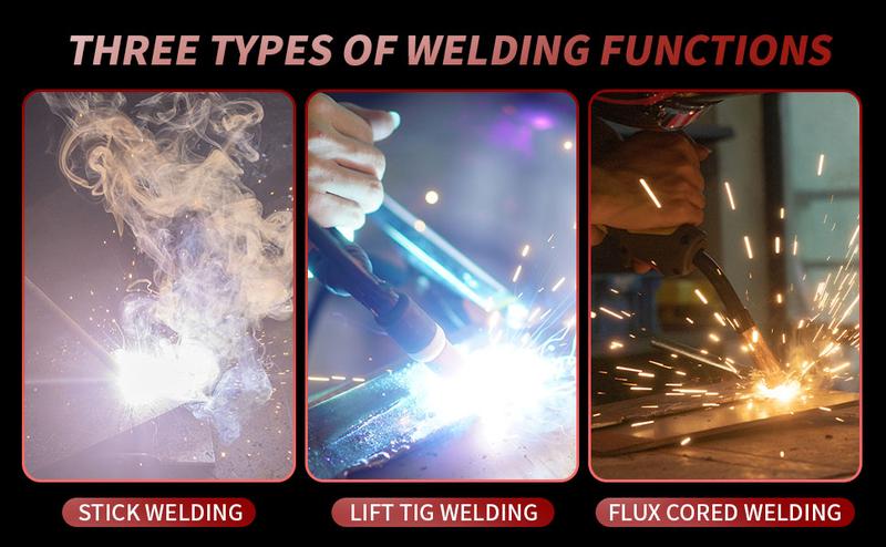 Puwu 135A 110V MIG Welder,Flux Core Welder with Flux MIG/Lift TIG/Stick 3-in-1 IGBT Inverter LED Digital Display Gasless Welder