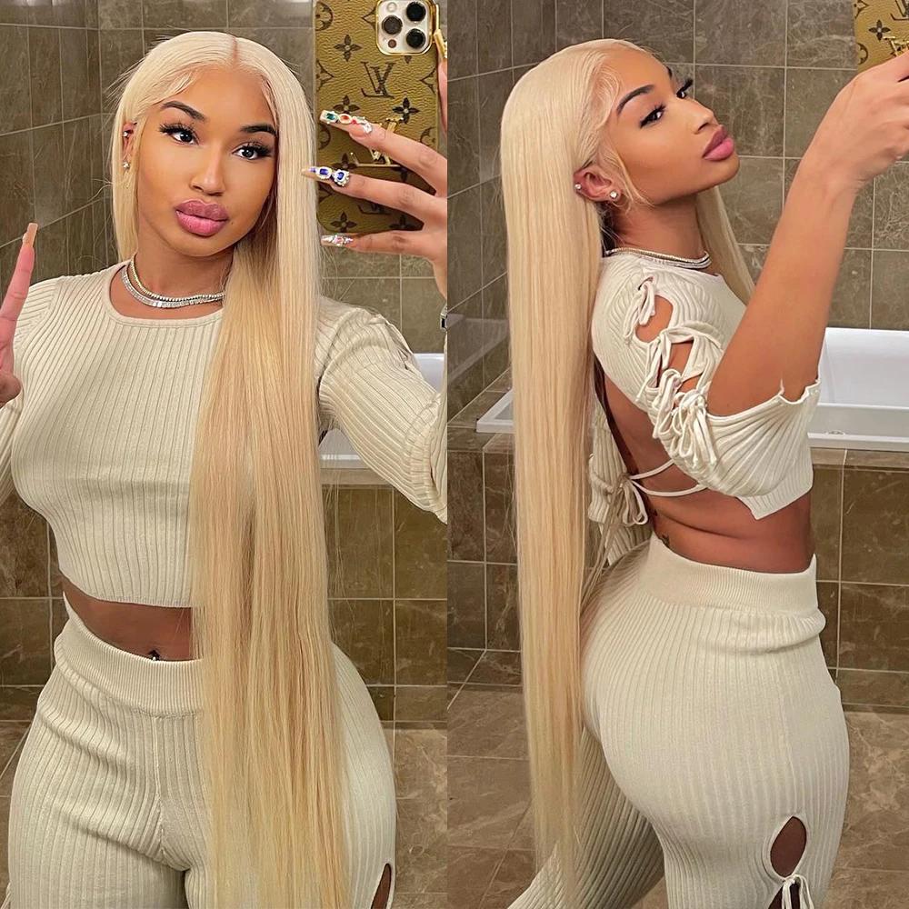 [26 Inch Only $139] STERLY 250% Density #613 Blonde 13x6 Long Straight Full Lace Frontal Body Wave Wigs Fashion Color blonde Wig Smooth HD Transparent Lace Front Wig