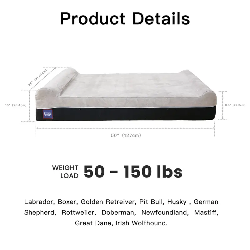 Product Introduction of Laifug Orthopedic Memory Foam Extra Large Dog Bed with double Pillow (50"x36"x10") Durable Water Proof Liner & Removable Washable Cover & Smart Design 16
