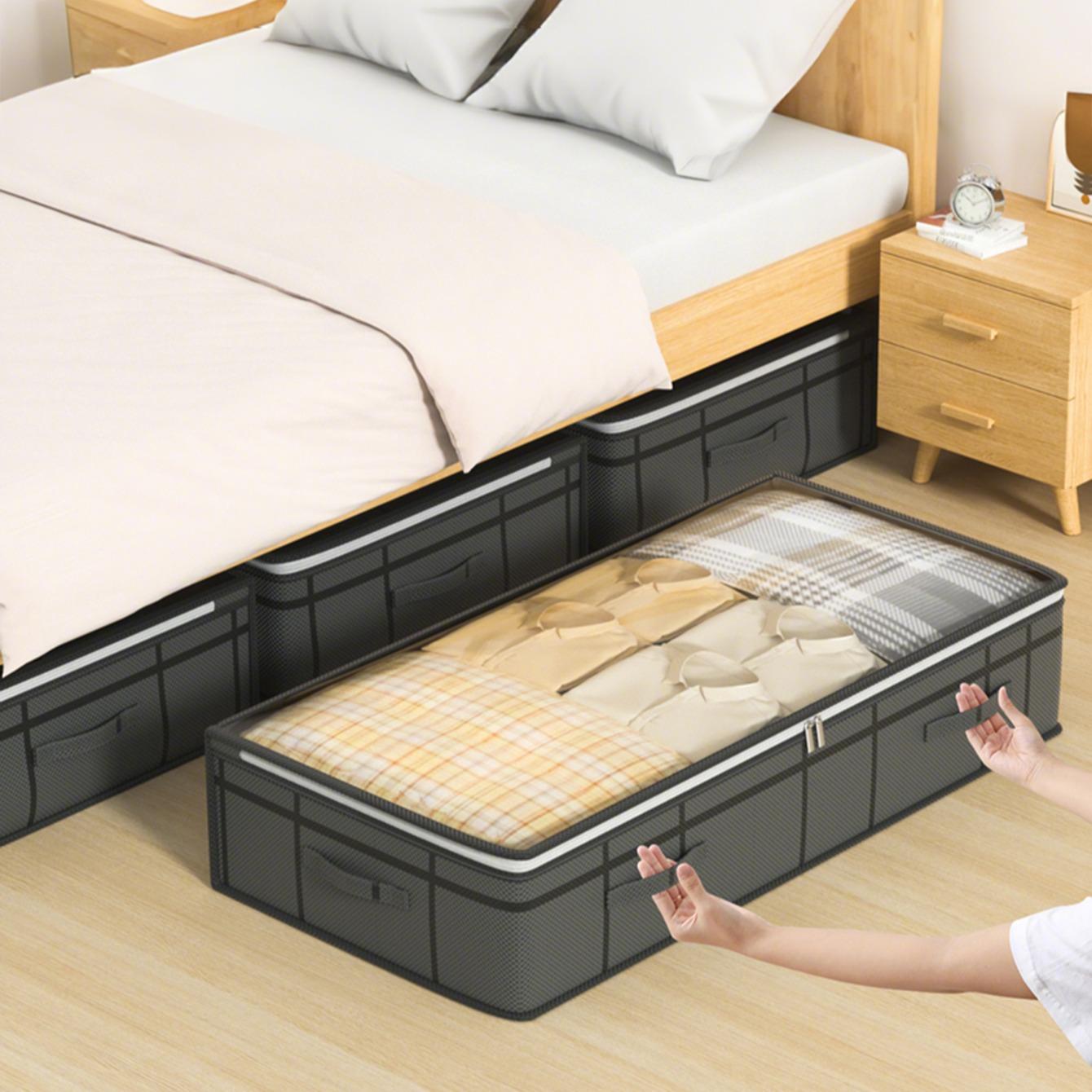 Under Bed Clothes Storage Bag, Quilt Storage Box, Bedroom Organizer, Visible Window with Handle, Waterproof Dustproof Large Capacity