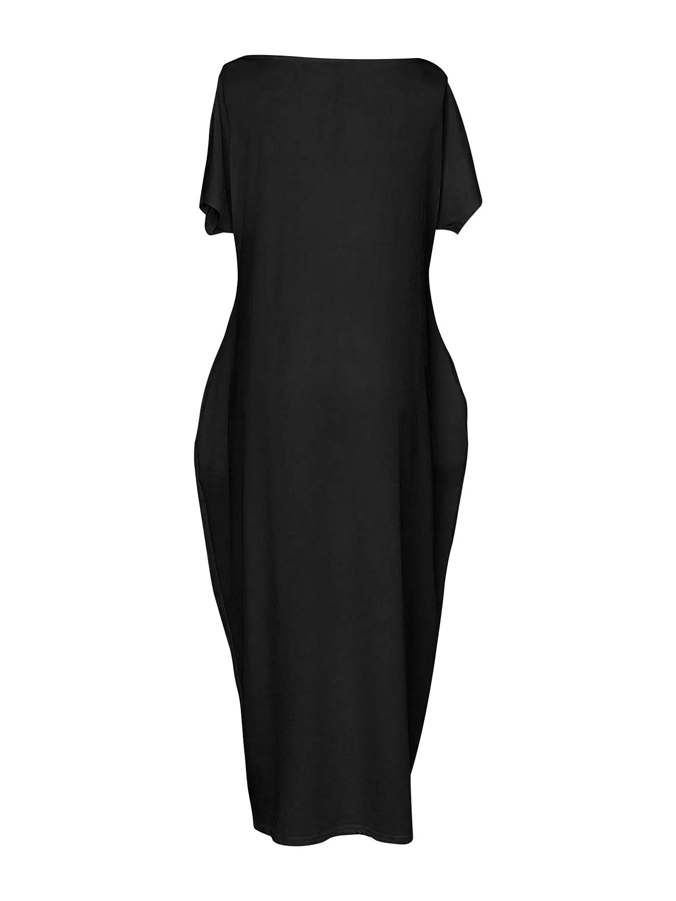 2026 Women's Solid Color Short Batwing Sleeve Loose Loungewear Dress, Soft Comfortable Casual Daily Wearing Nightdress, Versatile Ladies' Sleepwear for All Seasons