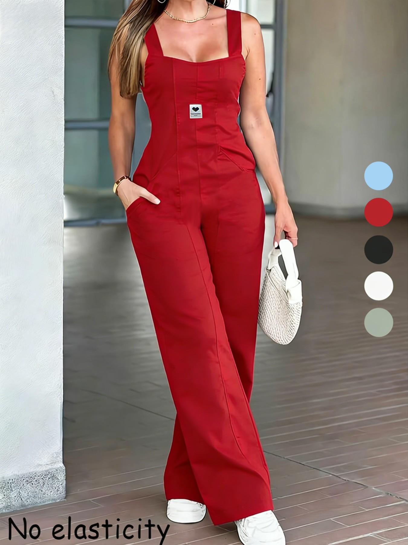 New Spring Autumn Women's Overalls, Womenswear, Vintage & Cool Style, Casual Fitted Pants, Plain Pattern, All Seasons Wear