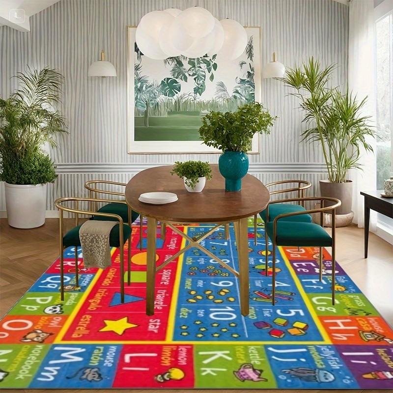 Large Living Room Rug, Non-Slip Foam Mat, Velvet Design, Indoor Outdoor Use, Artistic Style, 2.25m²