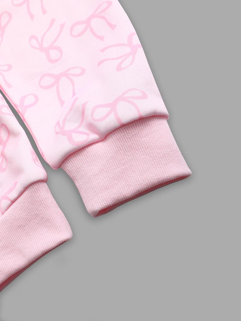 Women's Hooded Sweatshirt with Bow Print, Long Sleeve Fitted Casual Top, Spring & Fall Fashion, Perfect Gift for Valentine's Day