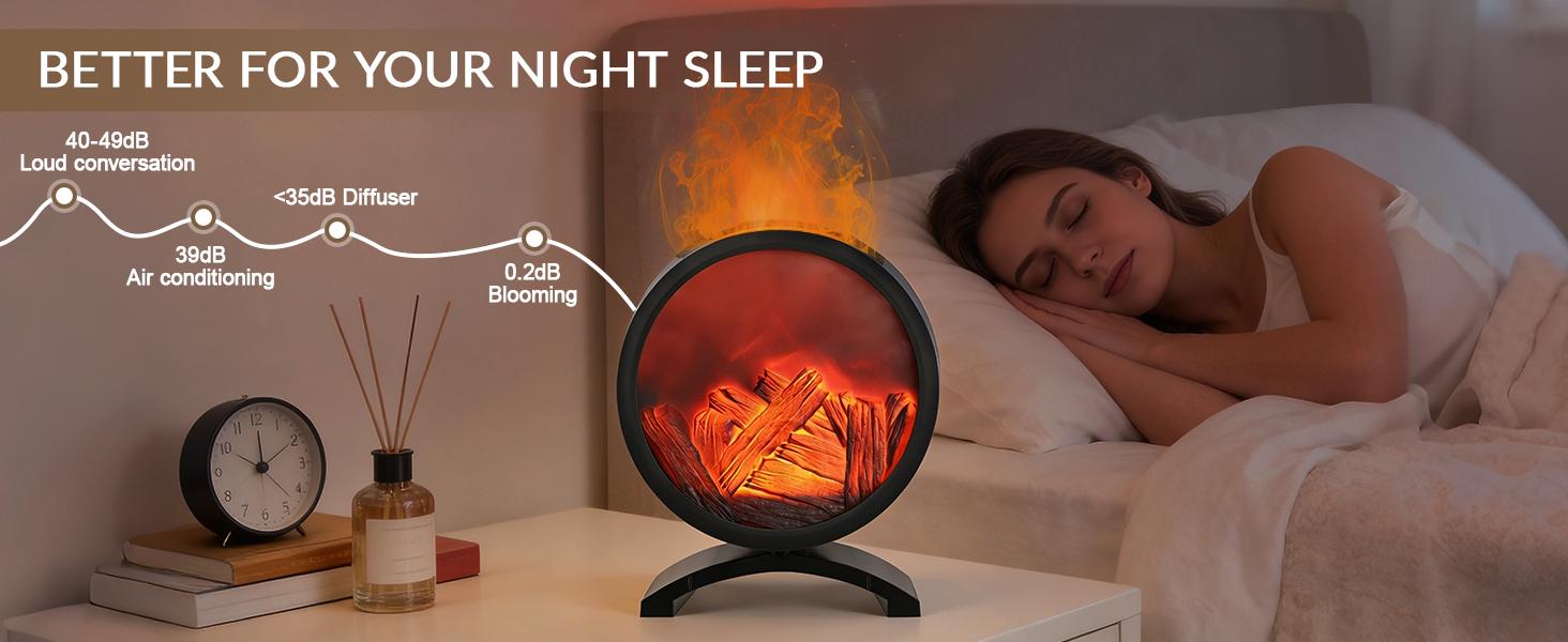 Fireplace Flame Oil Diffuser with Speaker & 260mL Fire Oil Diffuser,Essential Oil Diffuser 5 Color Fire Aroma Diffuser Aromatherapy Aroma Diffuser, Ultrasonic Mist with Timer & Auto Shut-Off