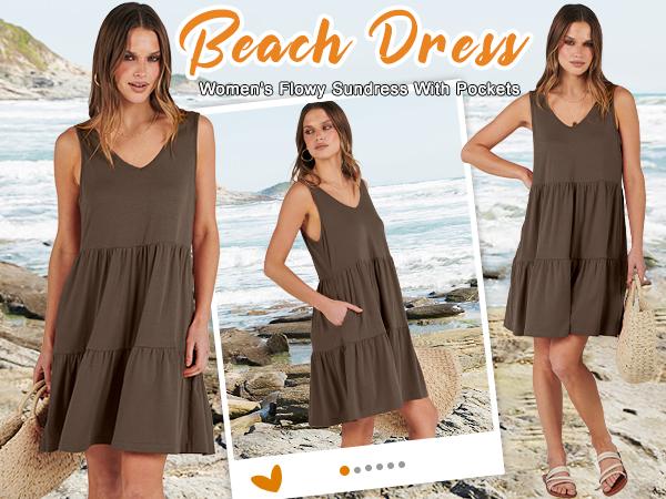 ANRABESS Womens Summer Casual Tank Dress Sleeveless V Neck T Shirt Sundress Flowy Tiered Swing Mini Beach Vacation Going Dresses Outdoor Womenswear