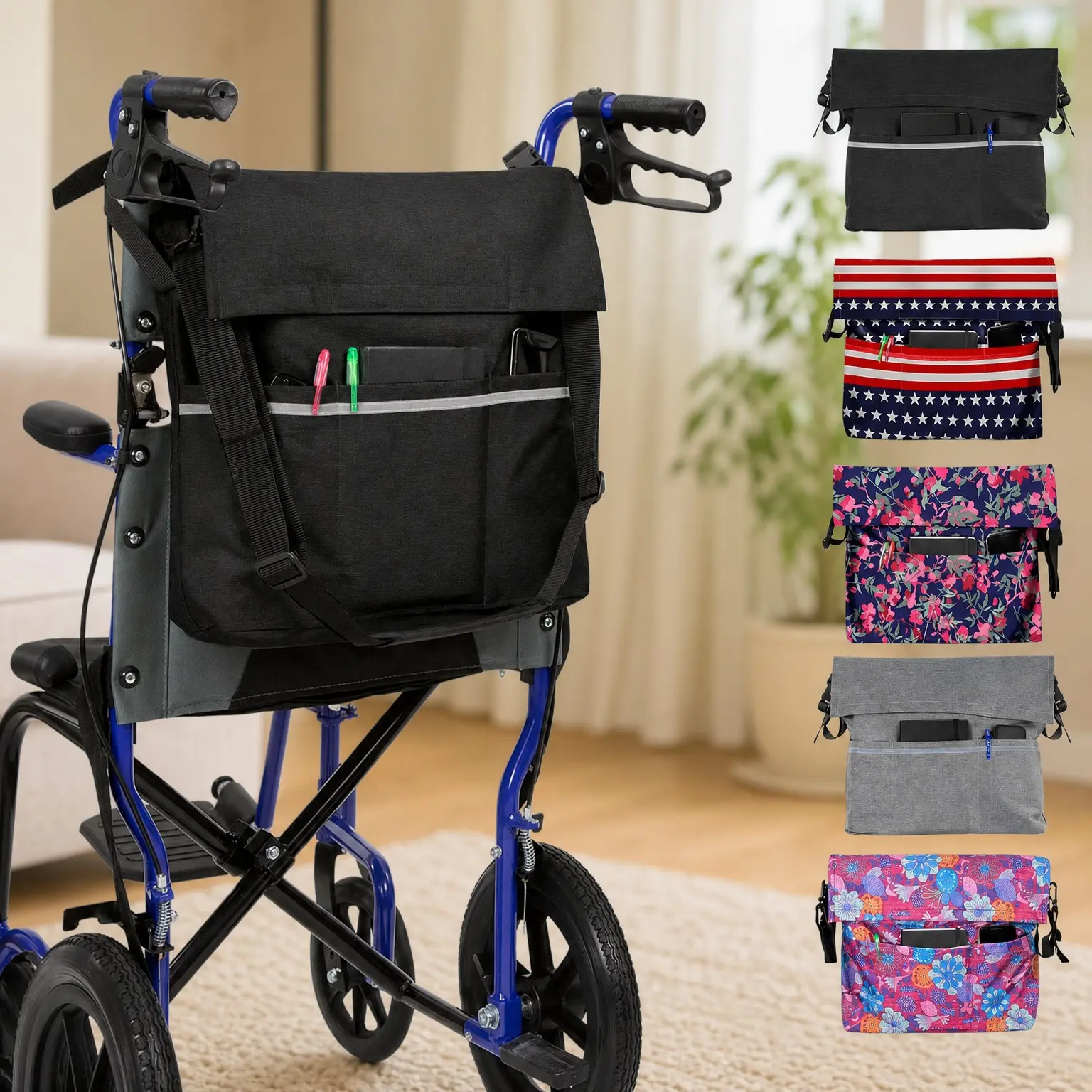 XL Waterproof Wheelchair & Walker Backpack Bag – Scratch-Resistant, Double-Stitched, Machine Washable Storage for Adults & Seniors, 15 ColorsGift
