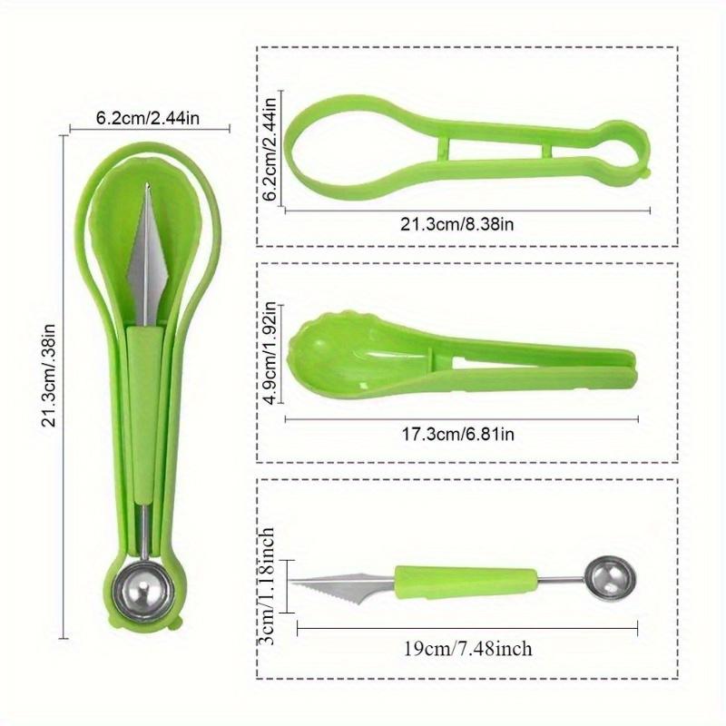 4pcs 3-In-1 Fruit Ball Digger, Melon and Fruit Corer, Seed Remover, Peeler, Stainless Steel Multi-Function Melon Cutter, Carving Knife