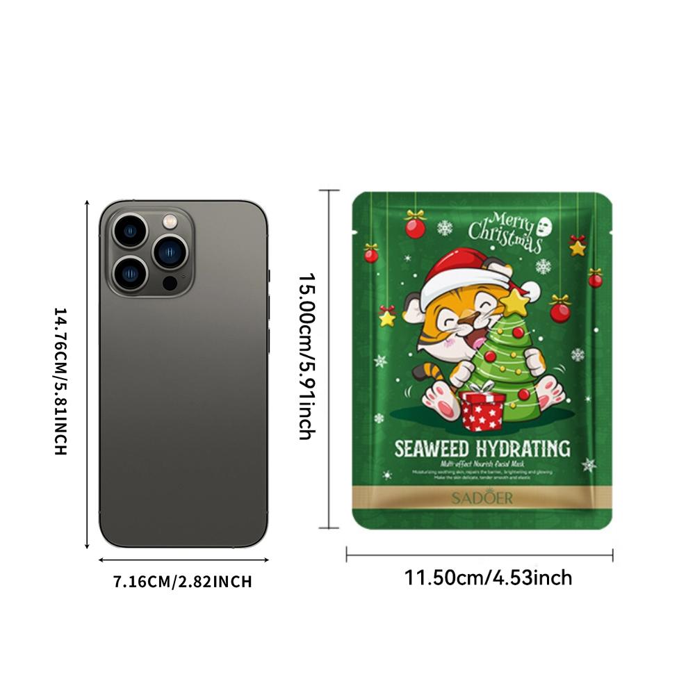 10 Pack Christmas Face Mask 25g Hyaluronic Acid Moisturizing Nourishing Skin Care Daily Skincare Products