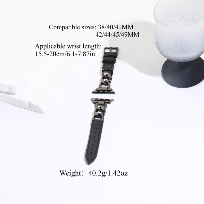 Braided Leather Strap for Women Fancy Synthetic Leather & Denim Chain Band Compatible for  iWatch Series 1-11/SE/SE2/Ultra/Ultra2 (38-49mm) (Watch Not Included)#TikTokShopHolidayHaul