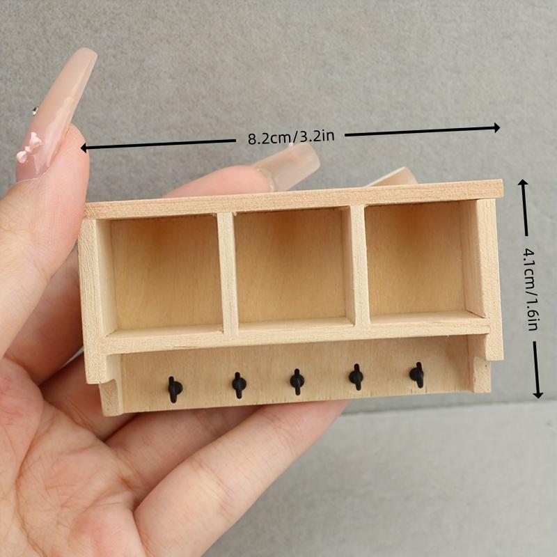 Wall Mounted Shelf with Hooks 1:12 Miniature Dollhouse DIY Accessory for Living Room Scene Photography, Perfect Holiday Gift for Collectors