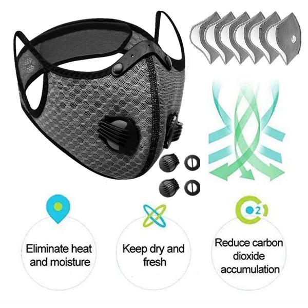 Reusable Half Face Cover Mask w/ Filter Cycling Outdoor Sport Face Mask Grey Reusable Half Face Cover Mask w/ Filter Cycling Outdoor Sport Face Mask Grey