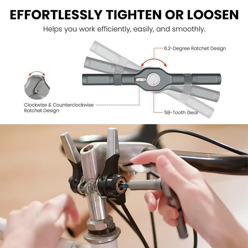 SEESE 24-in-1 Magnetic Screwdriver Bit Set, Household Repair Toolkit with T-Shaped Ratchet Handle, Portable Precision Hand Tool Kit