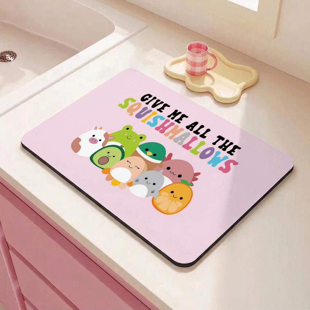 Squishy S-SsquishmallowsS Floor Mat Eco Friendly Diatomite Antibacterial Odor Resistant Floor Mat Super Absorbent Quick Drying Non Slip Washable Bath Rug for Kitchen Bathroom Shower Home Decor