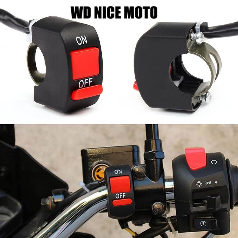 WD NICE MOTO Motorcycle Handlebar Flameout Switch, on off Button for Moto Bike Headlight Signal Lamp, Universal Control Button 12V