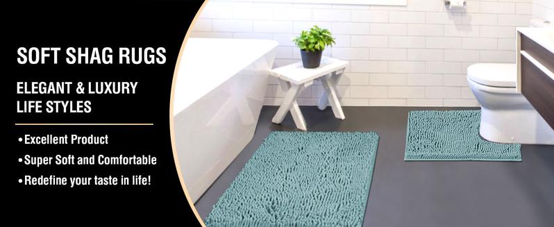 H.VERSAILTEX Original Luxury Chenille Bathroom Rug Mat Extra Soft & Absorbent Shaggy Rugs, Machine Wash/Dry, Perfect Plush Carpet Mats for Tub