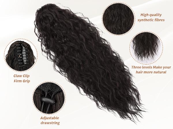 Isaic_hair 30 inch Claw ponytail,  refreshing hairstyle synthetic ponytail wig for beginner ladies for quick daily wear, instant hairstyle change