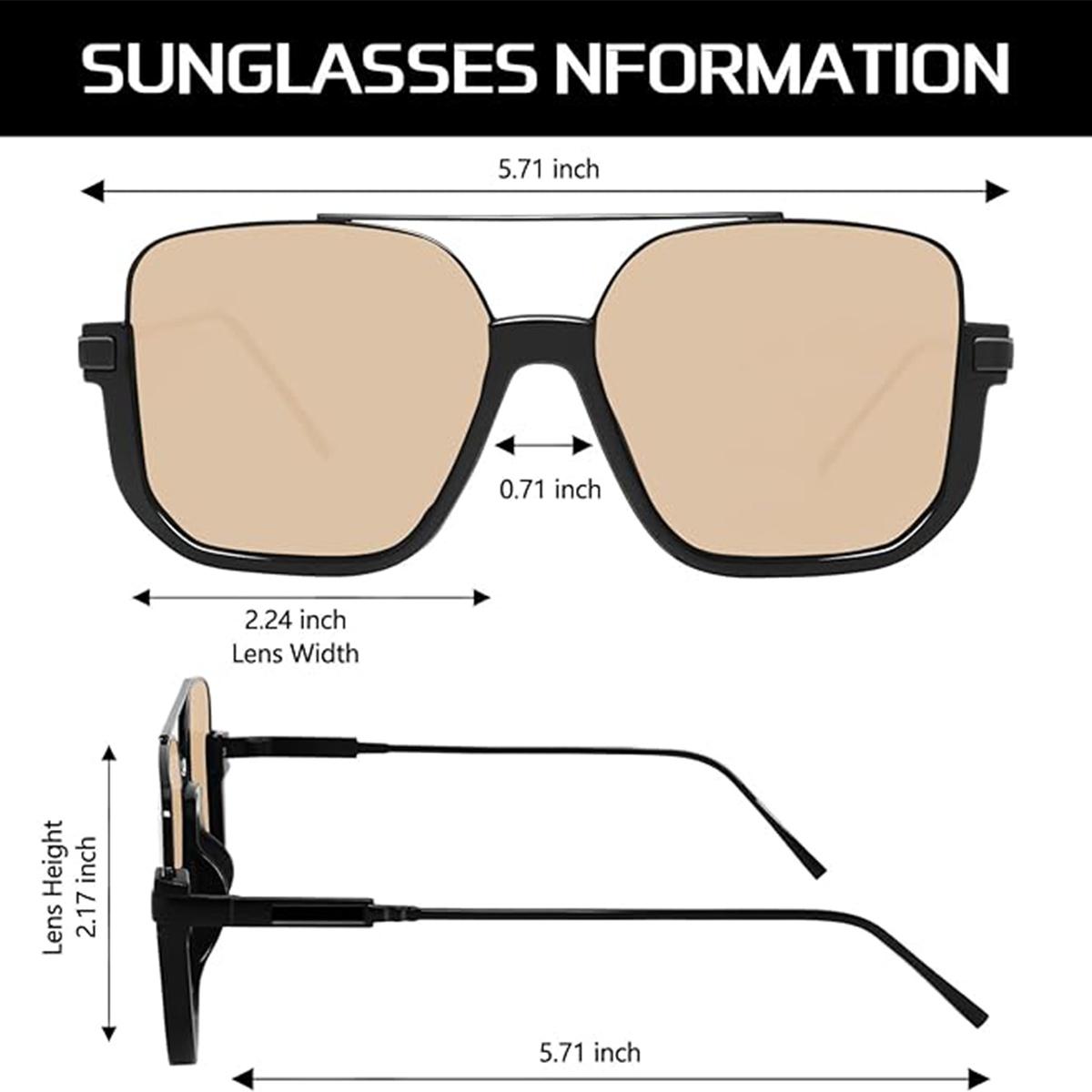 Retro Fashionable All-match Tinted Lens Aviator Sunglasses Aviator Sunglasses for Women,Men Summer VintageTrendy Glasses,Carry polarized sunglasses Unisex
