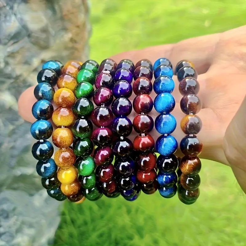 8Pcs Mixed Colors Beads Bracelet, , Durable & Stylish Handmade Jewelry for Men & Women -  Gift for Valentine'S Day