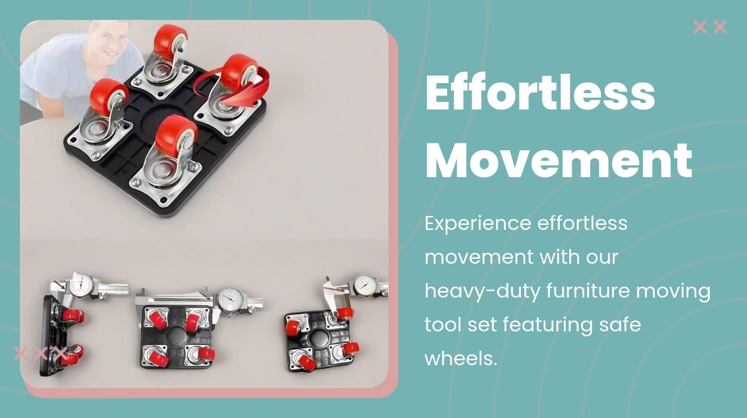 Furniture Moving Tool Set, Effortless Riser Elevator with Safe Wheels, Ideal for Sofa, Refrigerator, Hard Floor