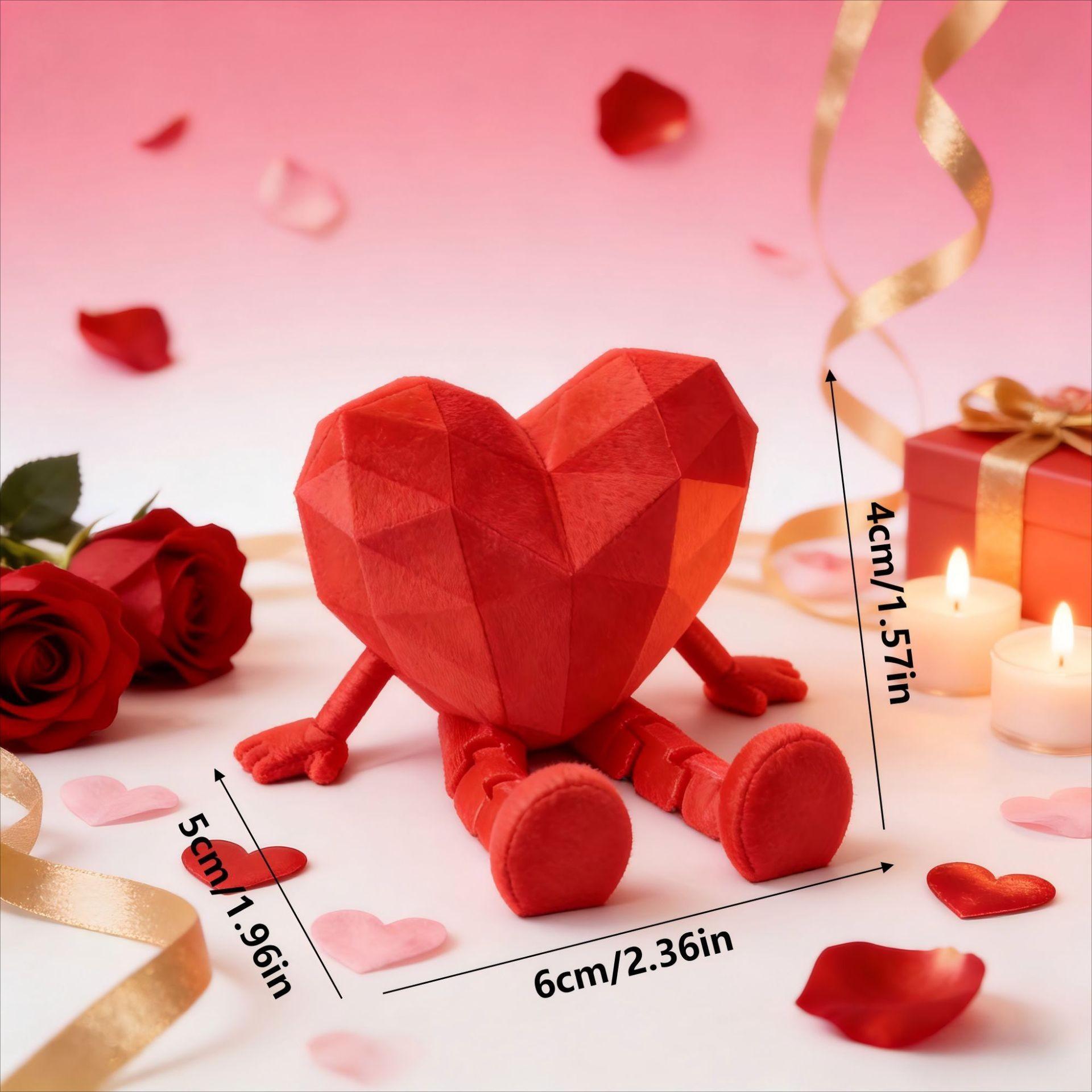 3D Printed Valentine's Day Gift, Heart Jointed Figure Ornament, Creative Craft Toy Doll, Unique Handmade Decoration