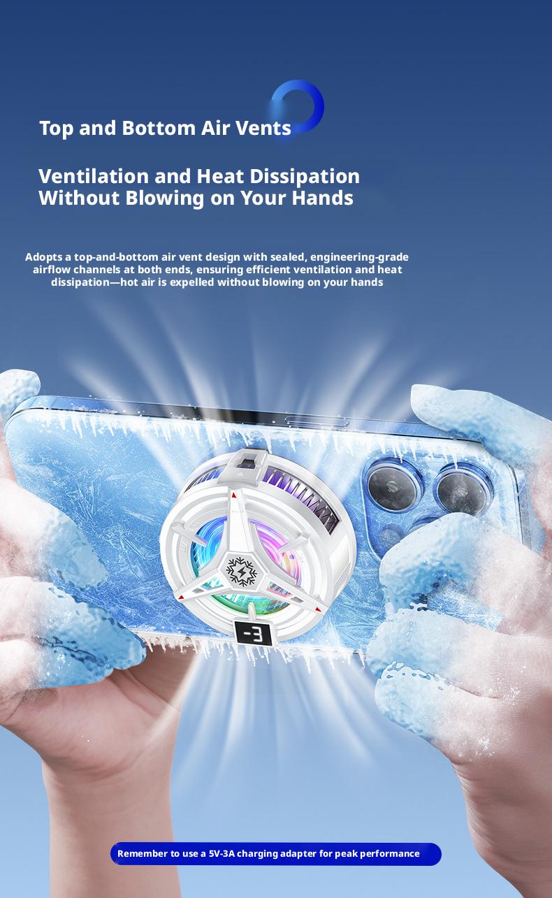 2026 New Magnetic Semiconductor Phone Cooler TL07 Frosty Digital Display Version Light-Off Cooling Artifact for Gaming & Hot Days
