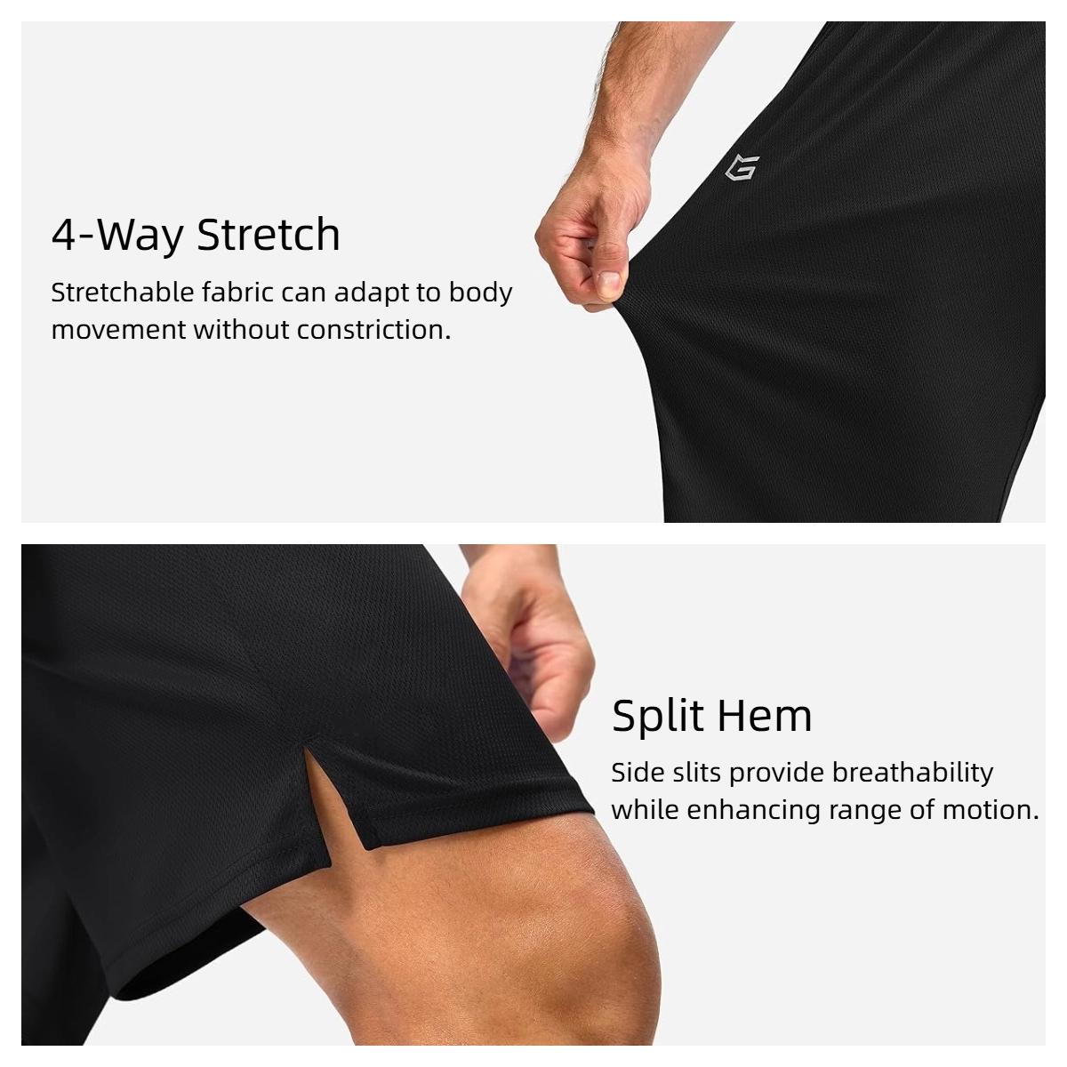 G Gradual Men's Athletic Shorts with Pockets 11" Long Basketball Shorts Lightweight Quick Dry Drawstring Elastic Waistband Training Gym Workout Shorts