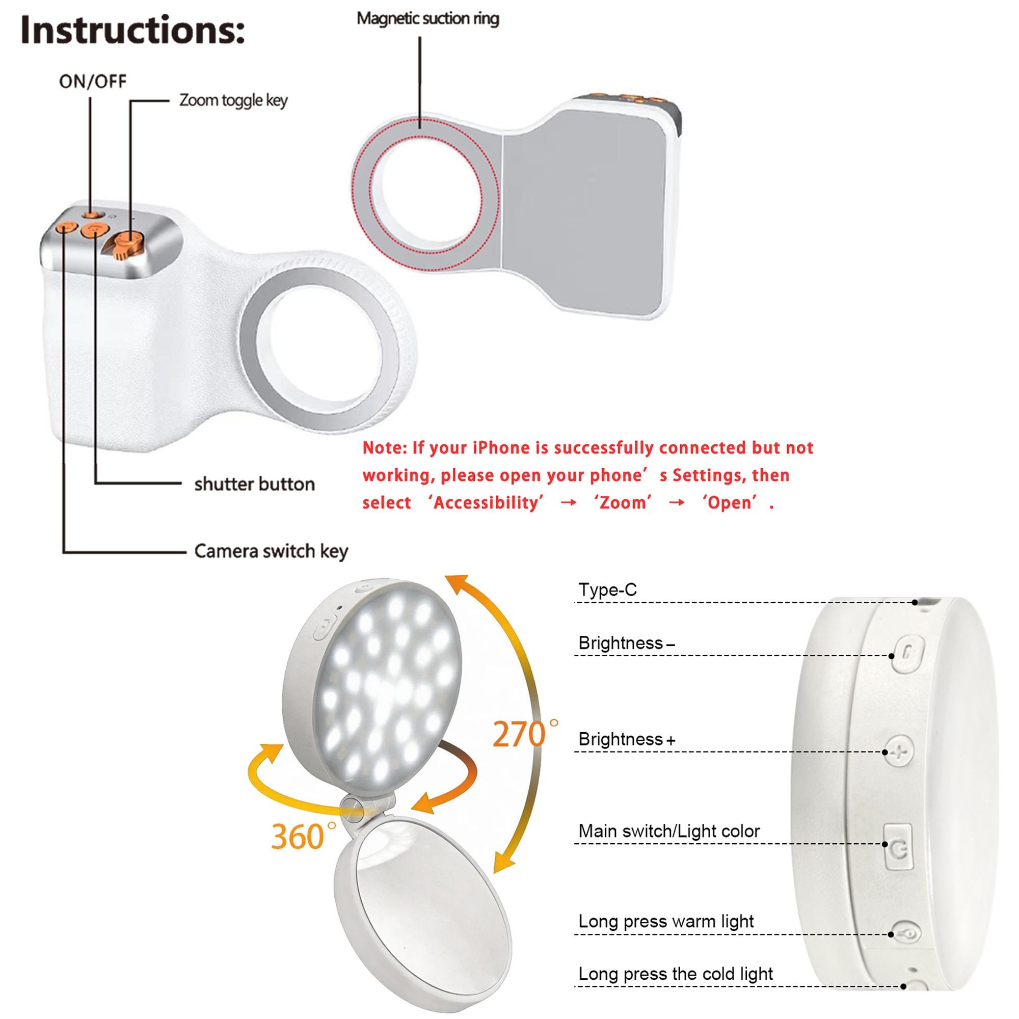 Magnetic Dslr Style Shutter Grip for iPhone and Android, Wireless Shutter Button, Beauty Filter Selfie Mirror, Perfect for Vlogging