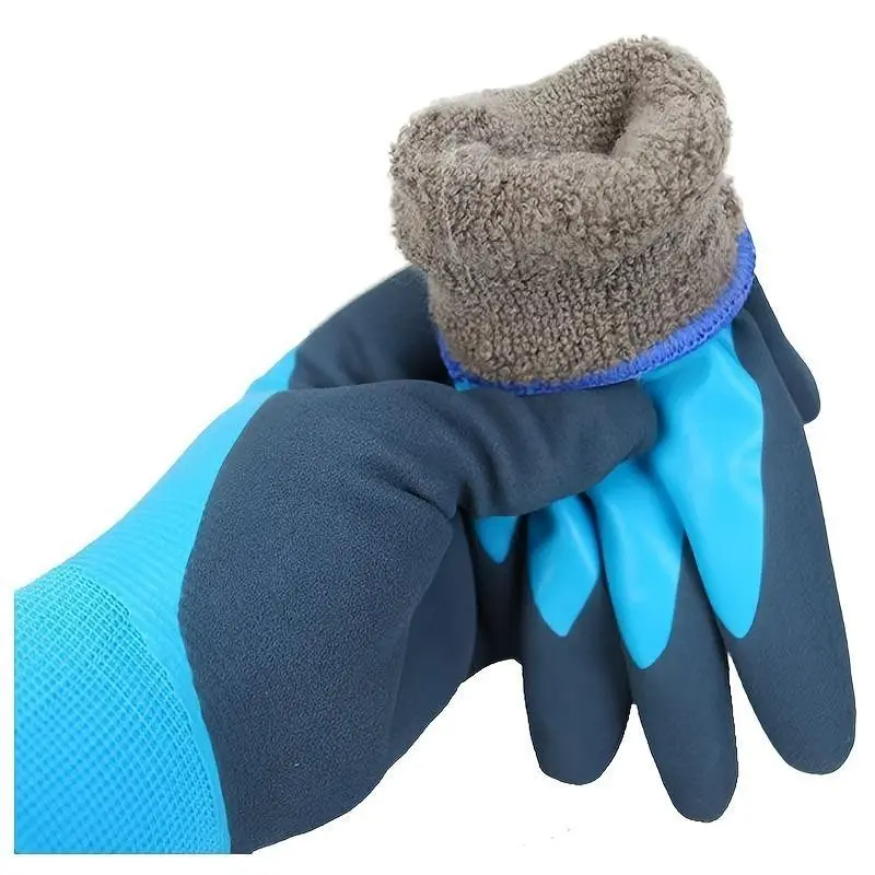 Double Layer Cold Resistant Safety Gloves | Fleece Lined Thermal Winter Gloves, Non-Slip Warm Work Gloves for Outdoor Fishing & Cold Weather
