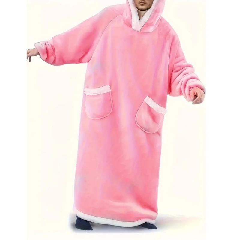 Adult Large Hooded Wearable Blanket, Fleece Blanket Throw, Ultra-Soft Fleece, & Charcoal, Home Casual Clothing, Cozy Loungewear