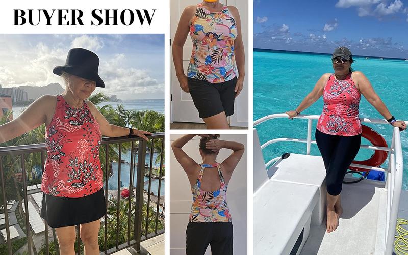 Holipick High Neck Tankini Top Bathing Suit Tops for Women Tummy Control Tank Tops Swimsuits