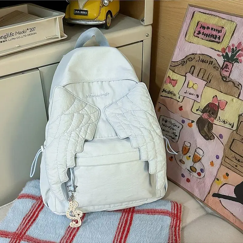 Angel's Wings Backpack for Girls Fashion School Bag for College Students Women Large Capacity Book Bag Lady mochila femininas