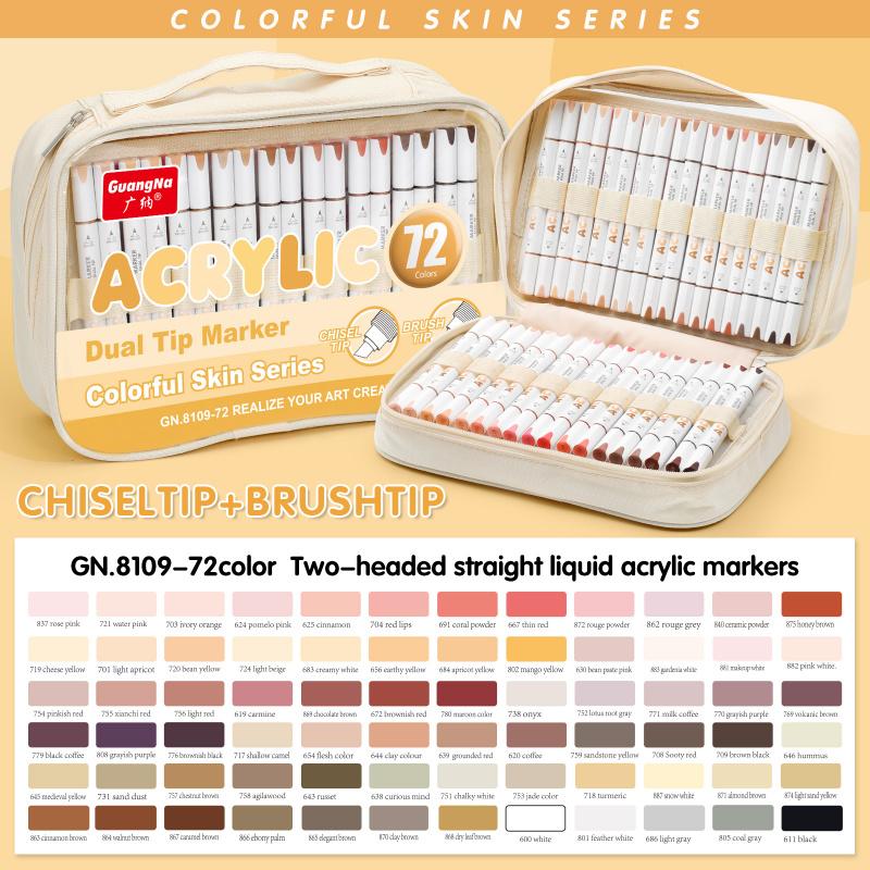 Acrylic Paint Pens Dual Tip Brush & Chisel Tip, Art Color Set Acrylic Paint Markers Automatic Ink Control,for Rock Painting,Ceramic,Wood, Canvas,Glass, Stone,Fabric,Card Making,DIY & Art Supplies, Acrylic Art Kit