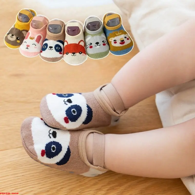 6/1 Pack Toddler Non-Slip Indoor Floor Socks, Toddler Grip Socks, Cartoon Animal Design, Unisex Children Anti-Skid Socks for Boys & Girls, Socks Set, Toddler Socks With Grips, Cute Socks Adjustable Strap Baby Non Slip Socks