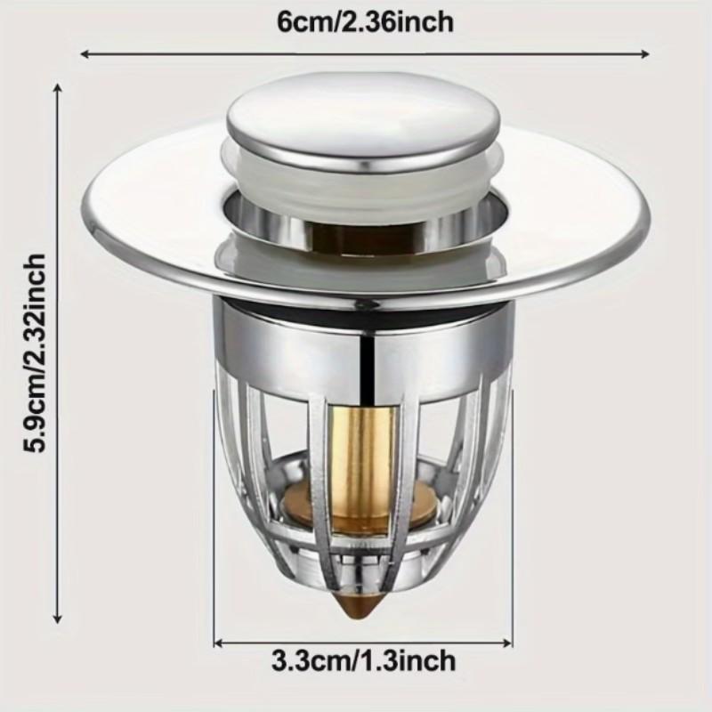 Bathroom Sink Drain Filter, Pop-Up Sink Drain Filter with Detachable Stainless Steel Basket, Bathroom Sink Plug Replacement