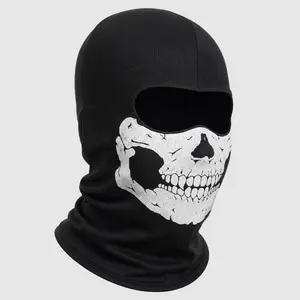 Full Face Mask Black Skull Print Balaclava with Skull Printed for Cosplay Party Motorcycle Bike Cycling Hiking Outdoor