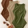 Women's New Sleeveless Jumpsuit, Slim Fit Basic Plain Color Backless Top, Casual All-Season, Versatile Inner and Outer Wear