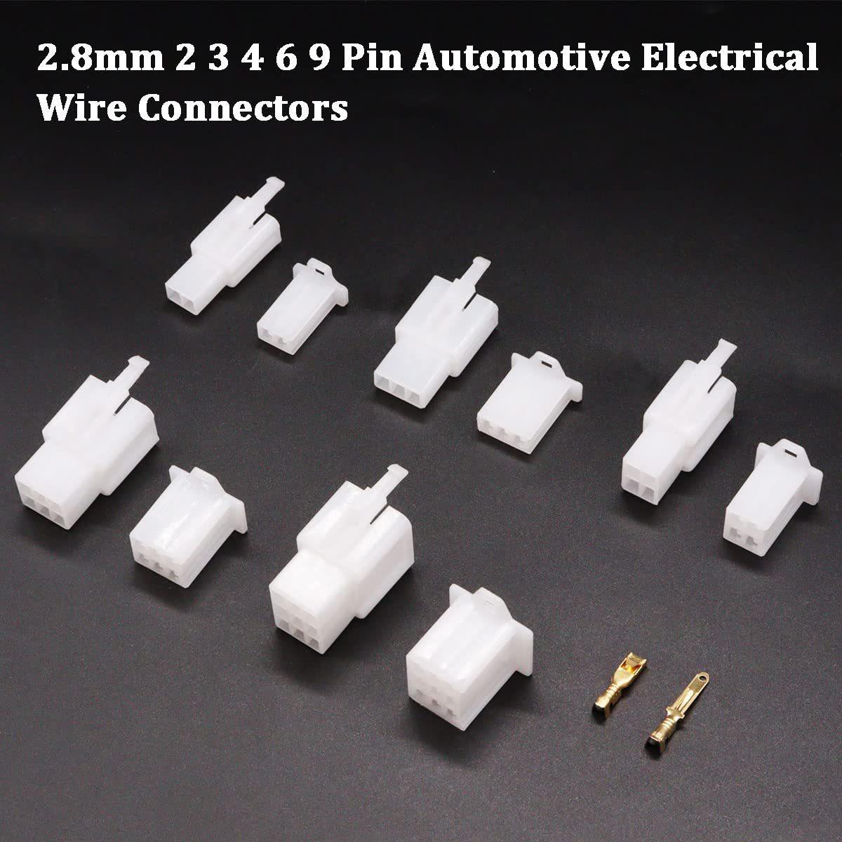 230 pieces of 2/3/4/6/9P male and female pin terminal kit 2.8mm automotive electric motorcycle connector wire harness male and female connector housing pin head connector adapter widely used in automobiles, motorcycles, and ships