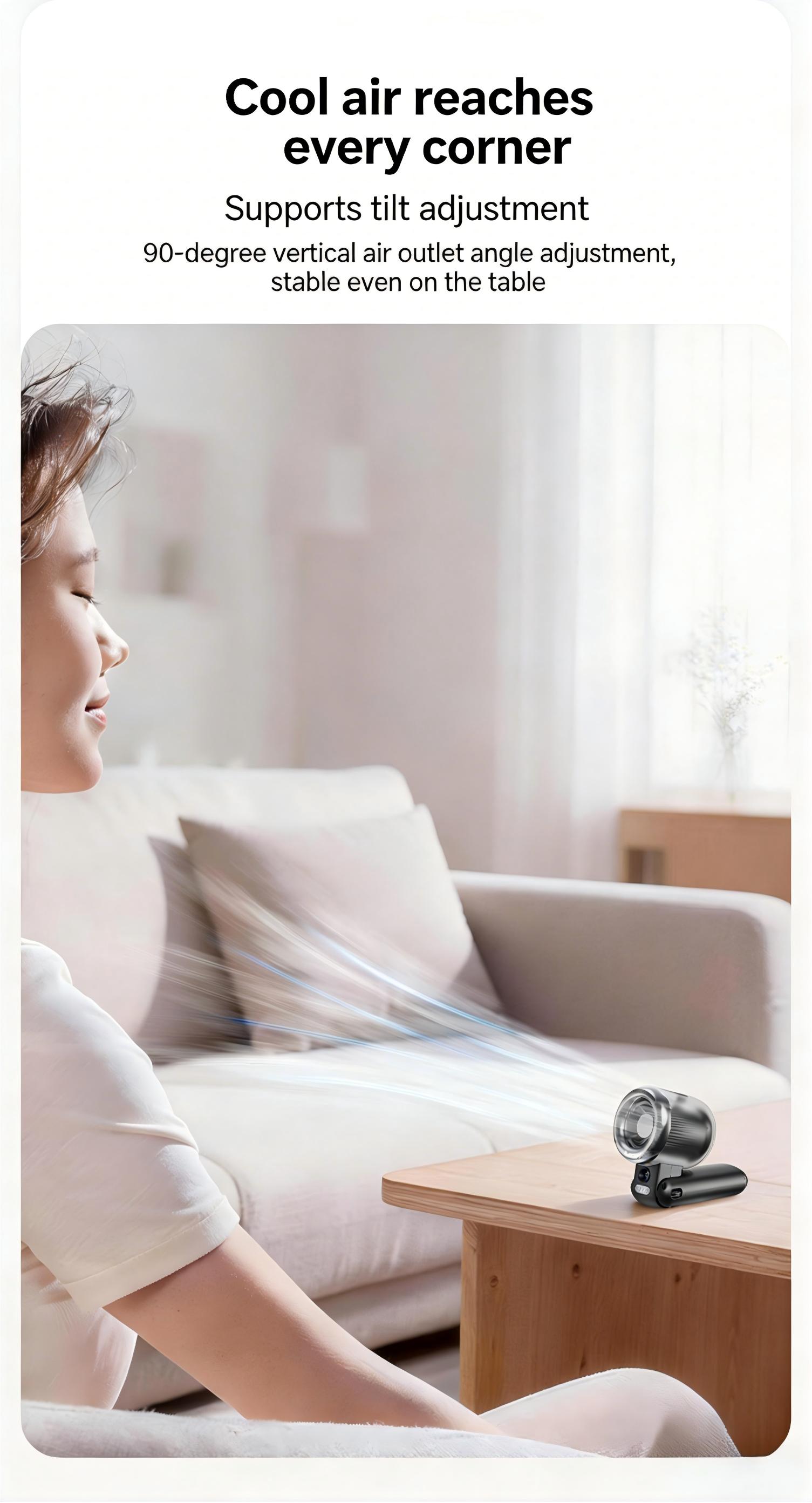 TADEKERU Mist Cooling Mini Fan Portable Handheld Turbo Fan Ice-Cooling 3600mAh Battery Operated 6 Hours 100 Gear Speed Foldable for Summer Travel Vacation Essentials Outdoor Activities Beach Indoor Use Office Desk Usage