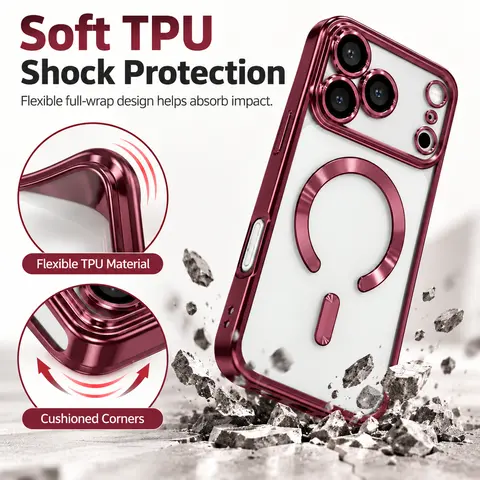Choice Luxury Clear Magsafe Case for iPhone 17 Air 16 14 13 12 11 15 18 Pro Max Magnetic Wireless Charging Transparent Shockproof Cover Smartphone Protector