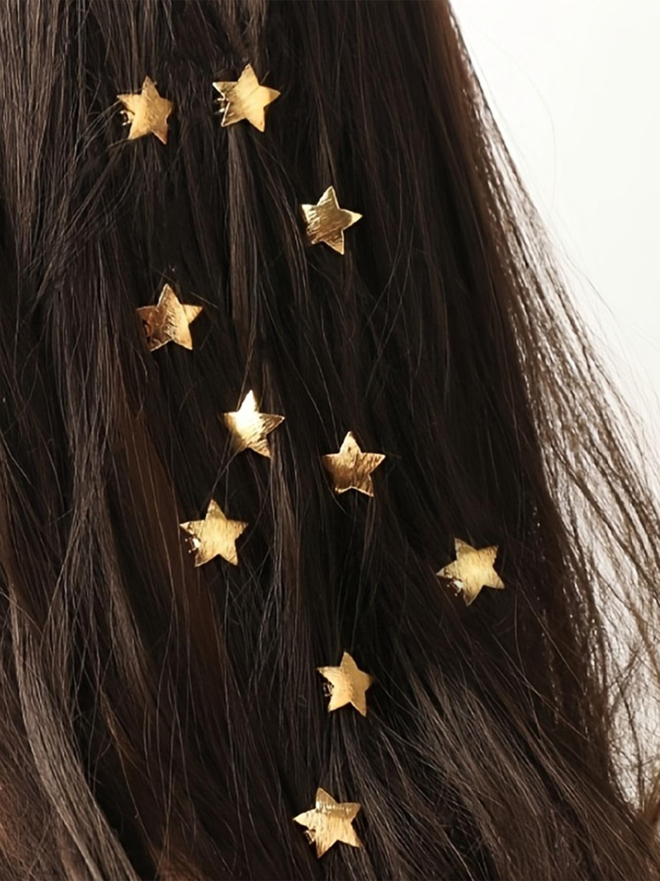 10pcs Star Braided Hair Clips, Metal Pull-Through Bean Clip, Unique Fashion Hair Accessories, Stylish and Trendy Design