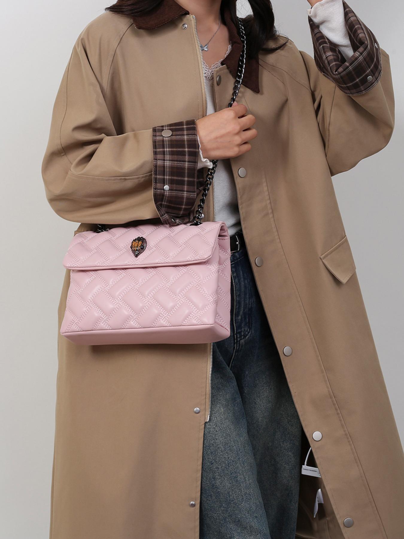 2026 Women's New European Style Chain Bag, Fashionable Patterned Bag, Solid Color Rhombus Embroidery, Large Capacity Crossbody Shoulder Bag, Perfect for Commuting